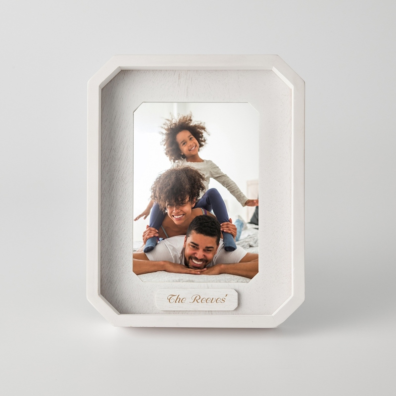 Image of White Wood 8 Side Block 5x7 Personalized Frame