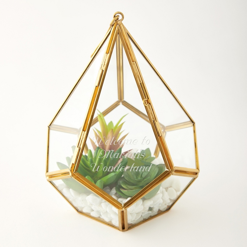 Image of Hanging Terrarium with Faux Succulents