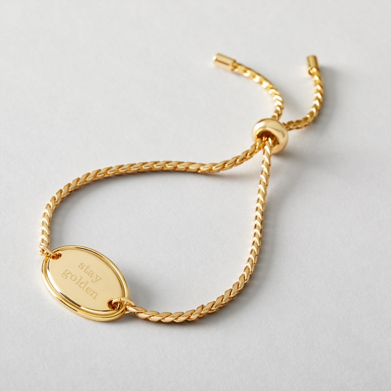 Image of Gold Tone Oval Woven Lariat Bracelet