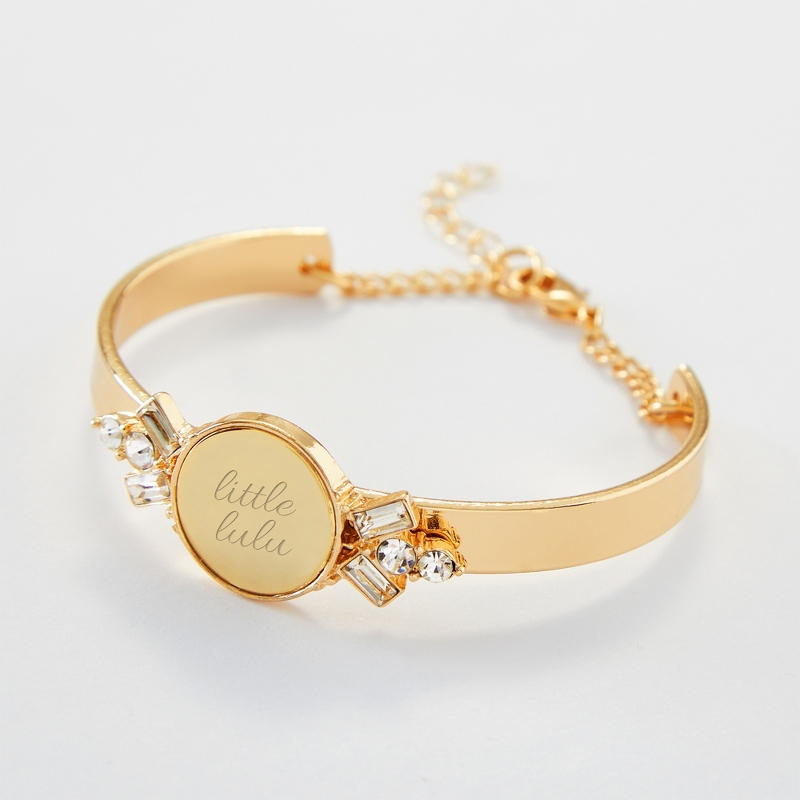 Image of Gold Art Deco Crystal Accent Cuff Bracelet