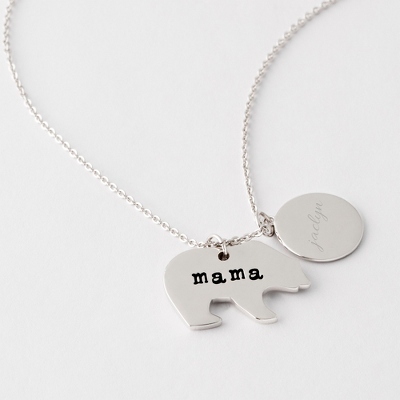 silver mama bear necklace