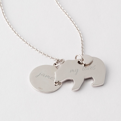silver mama bear necklace