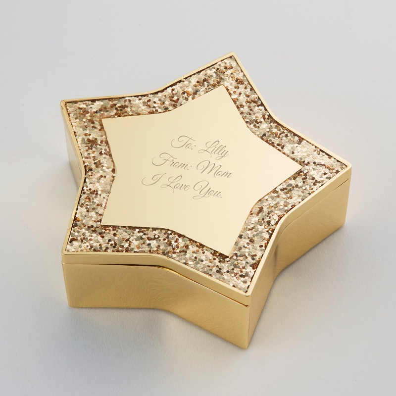 Image of Gold Glitter Star Personalized Keepsake Box