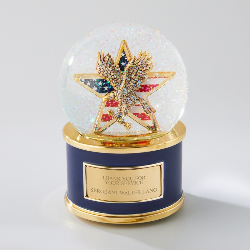 Image of American Flag Military Personalized Snow Globe