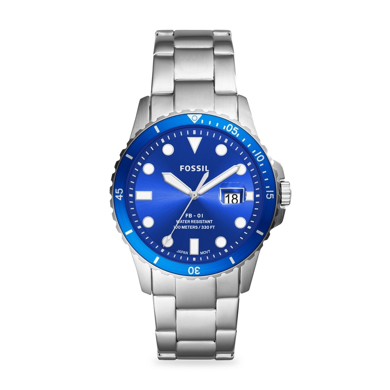 Image of Fossil Mens Sport Blue Dial Stainless Steel Watch