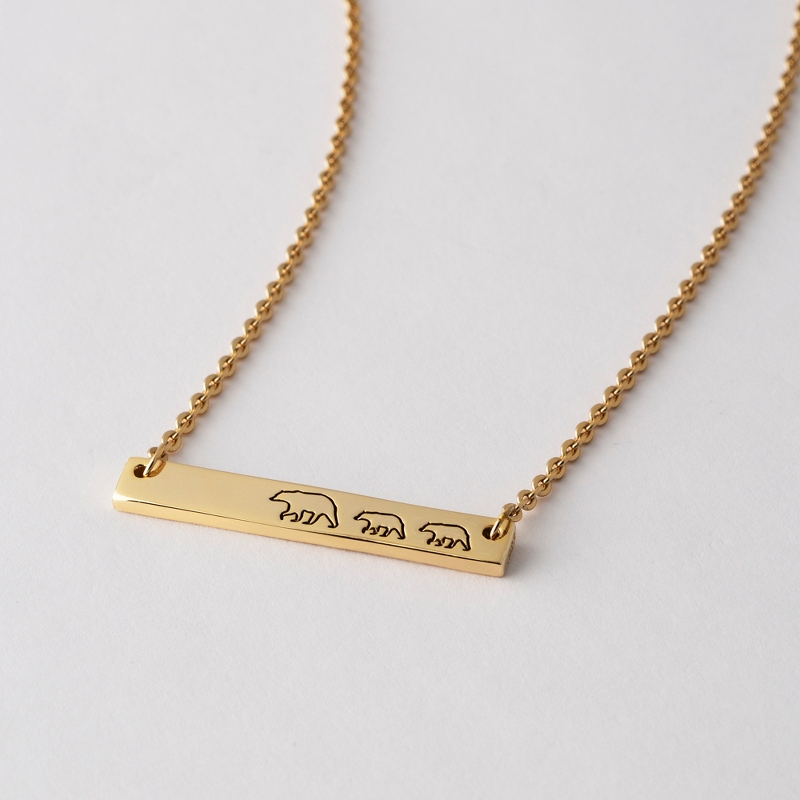 Image of Gold Over Sterling Silver Mama Bear and 2 Cubs Necklace