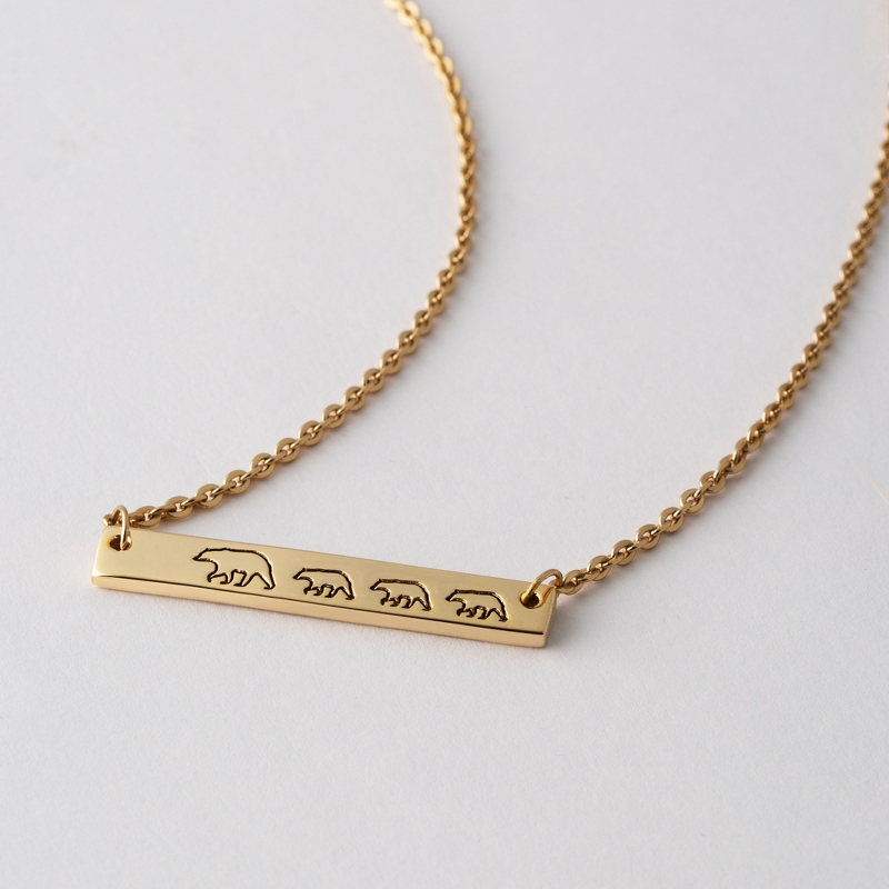 Image of Gold Over Sterling Silver Mama Bear and 3 Cubs Necklace