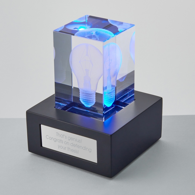 Image of 3D LED Light Bulb Personalized Glass Cube