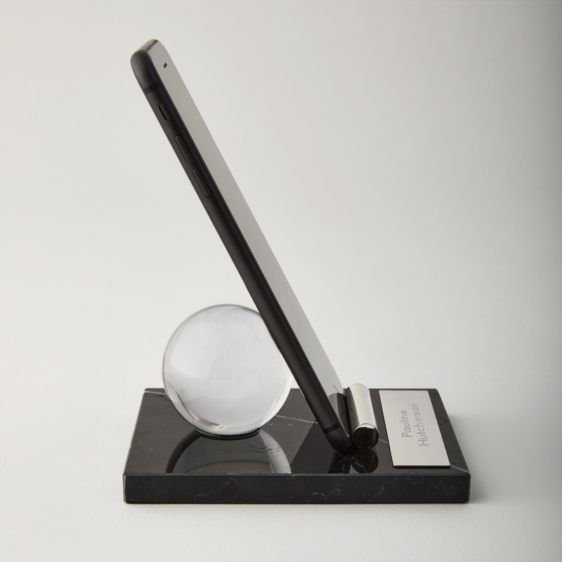 Image of Black Marble and Silver Phone Stand