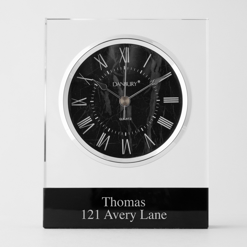 Image of Glass and Faux Black Marble Display Clock