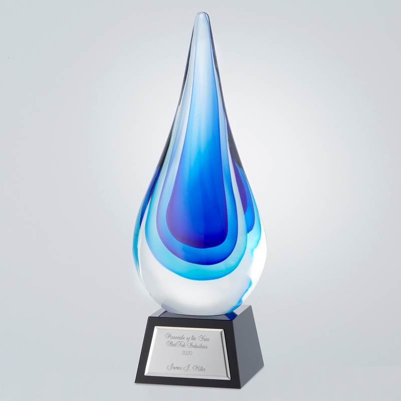 Image of Personalized Small Blue Tear Drop Award