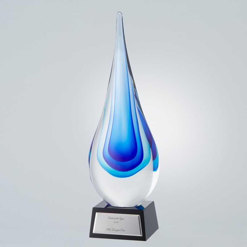 Image of Personalized Medium Blue Tear Drop Award