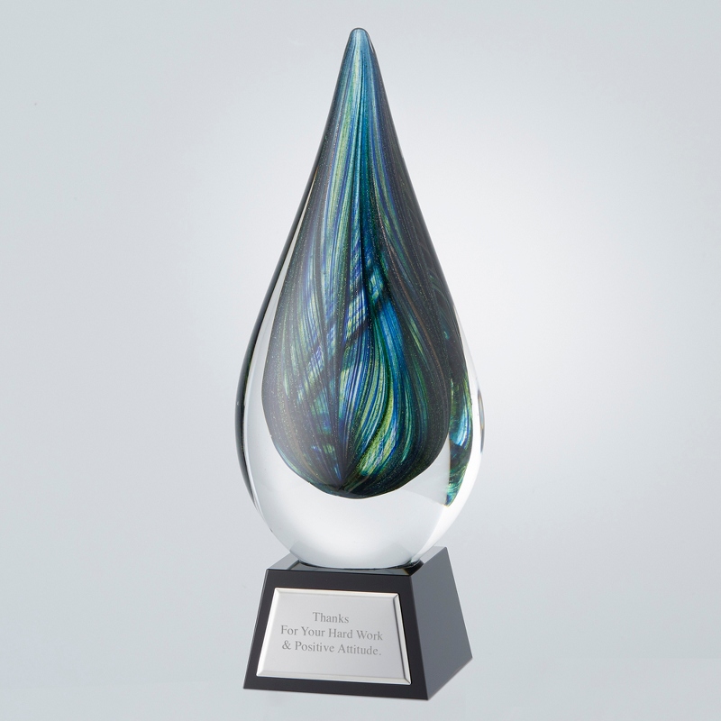 Image of Personalized Green Tear Drop Award