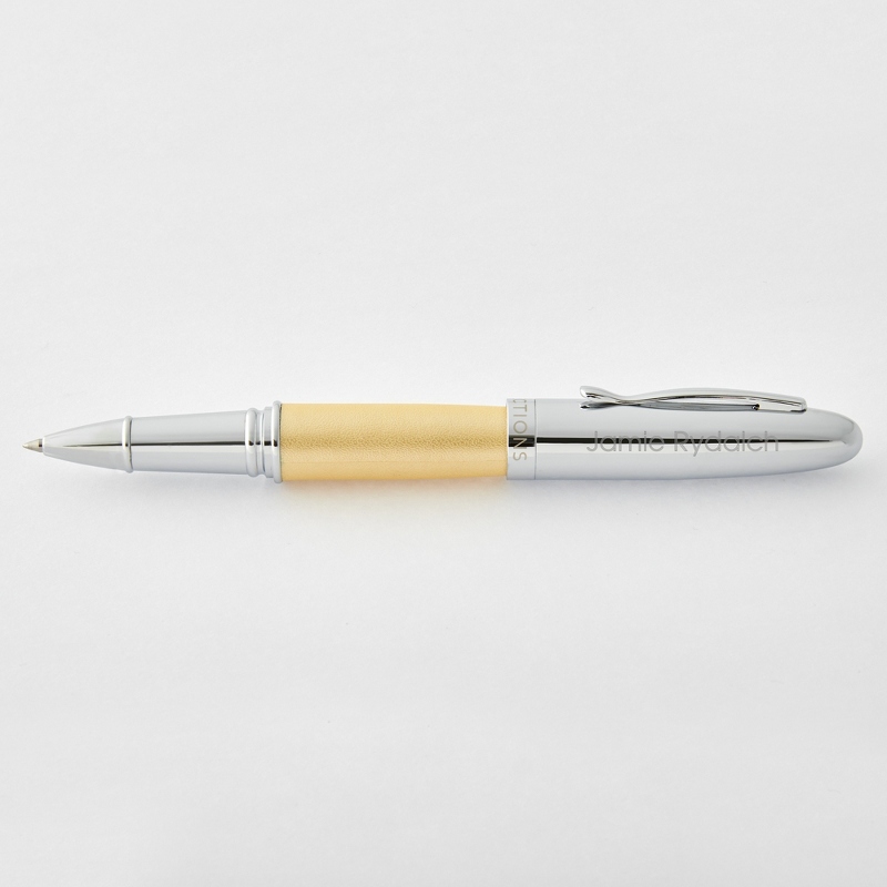 Image of Reflections Gold Leatherette Rollerball Personalized Pen