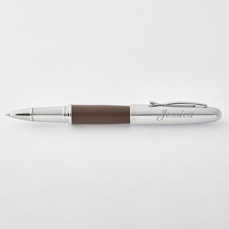 Image of Reflections Brown Leatherette Rollerball Personalized Pen