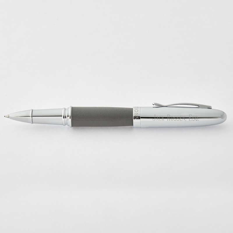 Image of Reflections Grey Leatherette Rollerball Personalized Pen