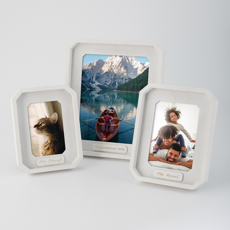 Image of White Wood 8 Side Block Personalized Frame