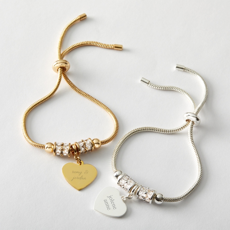 Image of Heart and Rondelle Beaded Lariat Bracelet