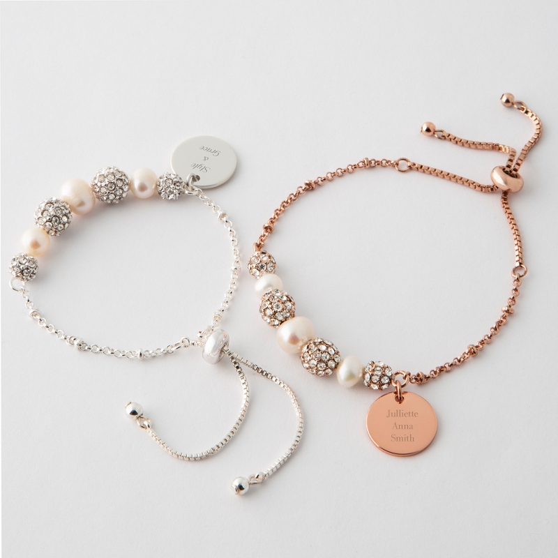 Image of Freshwater Pearl and Fireball Lariat Bracelet