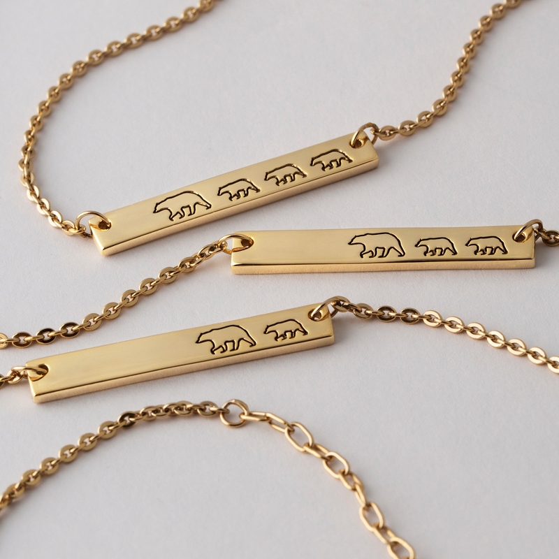 Image of Gold Over Sterling Silver Mama Bear and Cub Necklace