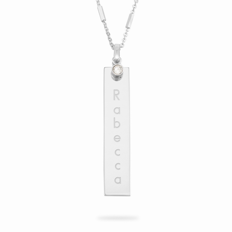 Image of Sterling Silver Bezel April Birthstone Necklace