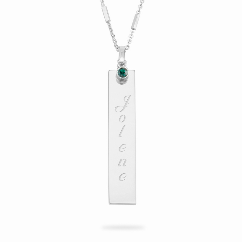 Sterling Silver Bezel May Birthstone Necklace