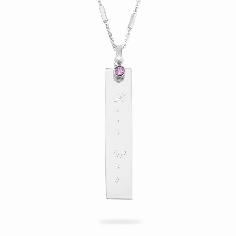 Sterling Silver Bezel June Birthstone Necklace