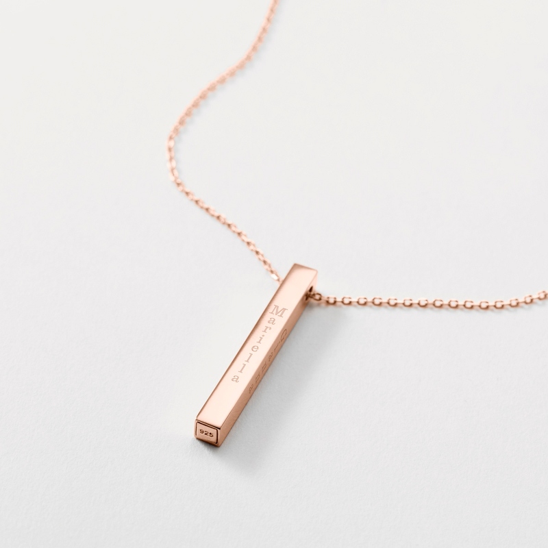 Image of Rose Gold Sterling Silver Vertical Bar Necklace