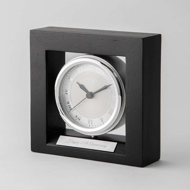 Image of Citizen Round Spinning Oak Wood Desk Clock