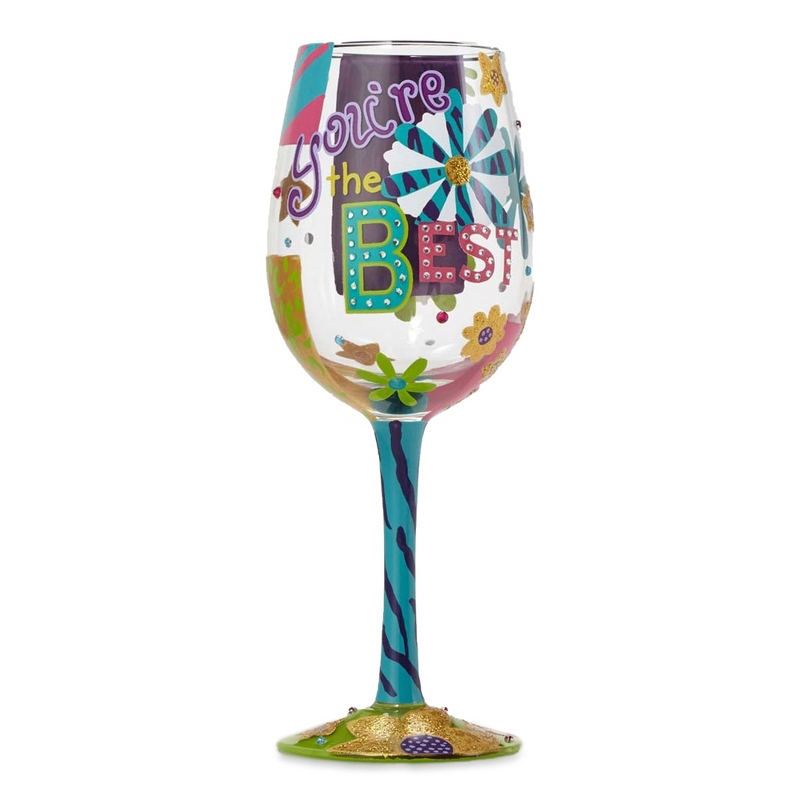 Image of Lolita You're the Best Hand Painted Wine Glass
