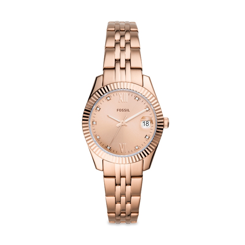 Image of Fossil Womens Scarlette Rose Gold Stainless Steel Watch