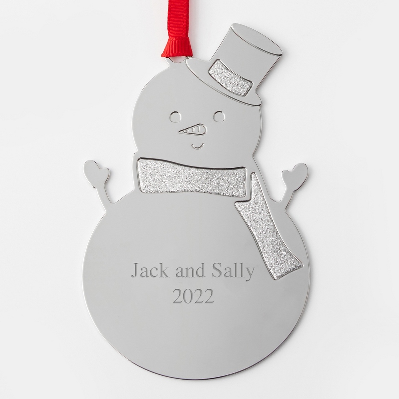 Glitter Snowman Flat Ornament