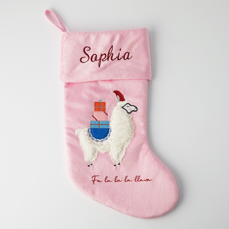 Holiday Llama Velvet Stocking