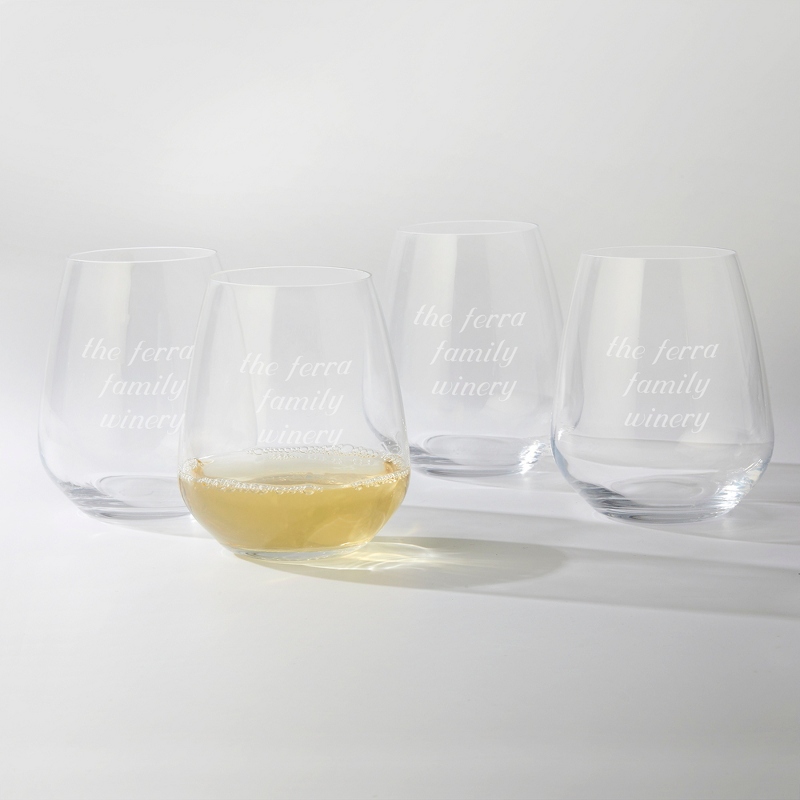 Image of Luigi Bormioli Personalized Stemless Wine Glasses Set