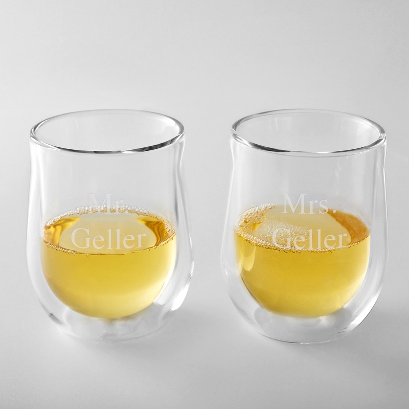 Image of Corkcicle Clear Double Walled Stemless Wine Glass Set