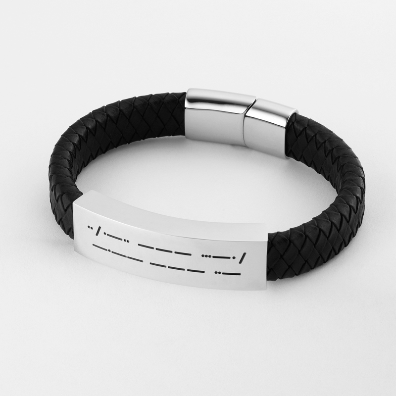 Image of I Love You Morse Code Personalized ID Bracelet