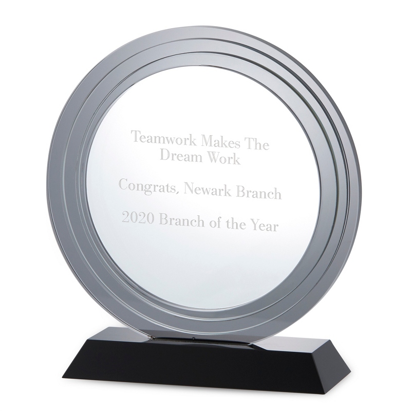 Image of Personalized Round Smoked Crystal Award