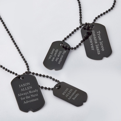 Personalized Black Dog Tag Military Style With Engraved Text