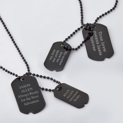 Black Double Personalized Dog Tag Necklace