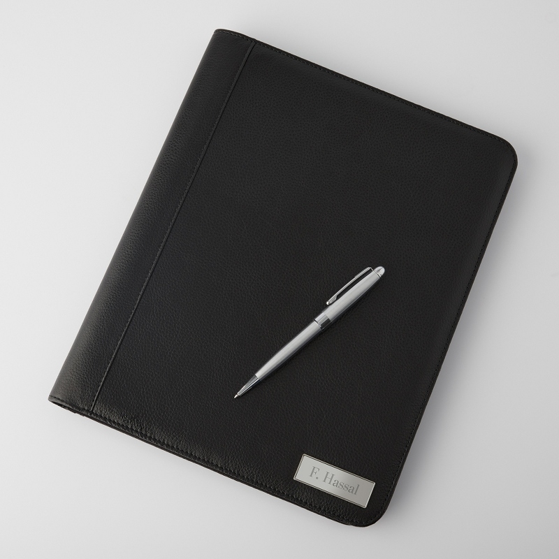 Image of Personalized Black Padfolio with Pen