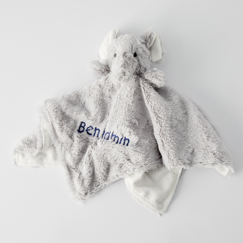 Elephant Baby Embroidered Security Blanket