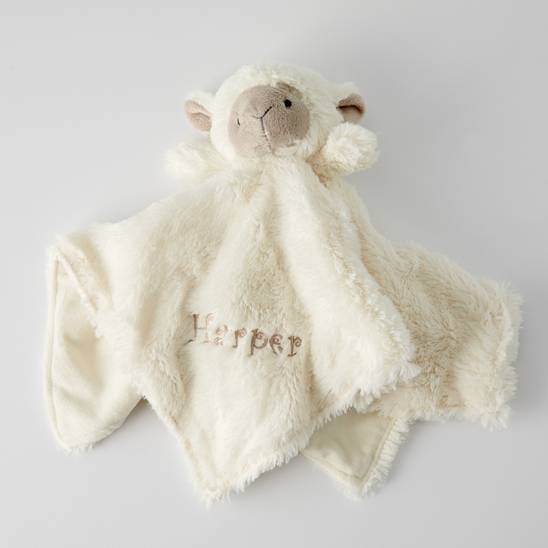 Lamb Baby Embroidered Security Blanket