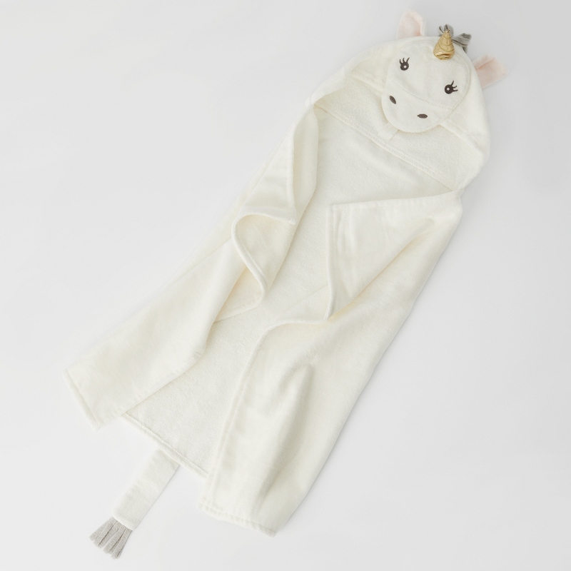 Image of Unicorn Hooded Embroidered Baby Bath Wrap
