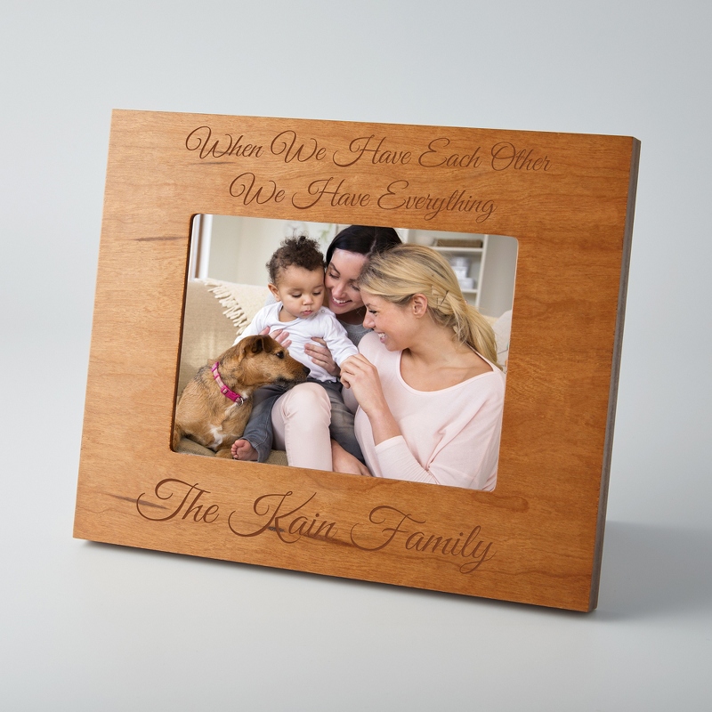 Image of Laser Engraved Personalized Landscape Cherry Wood Frame