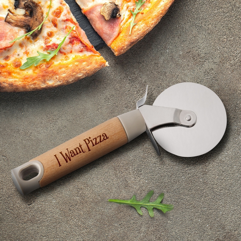 Image of Laser Engraved Wood Pizza Cutter