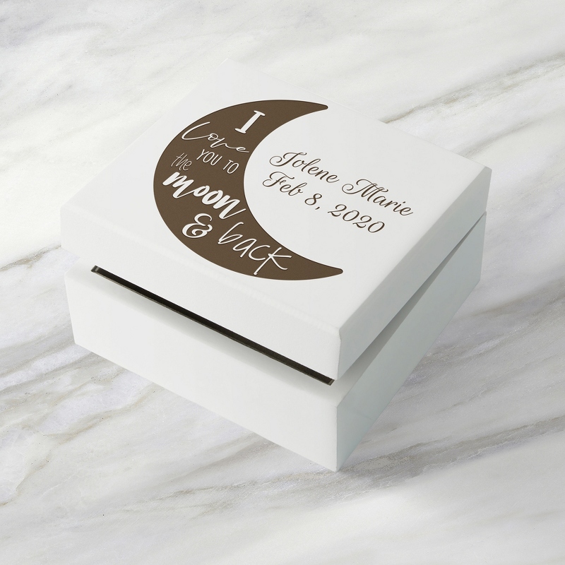 Moon and Back Laser Engraved Wood Keepsake Box