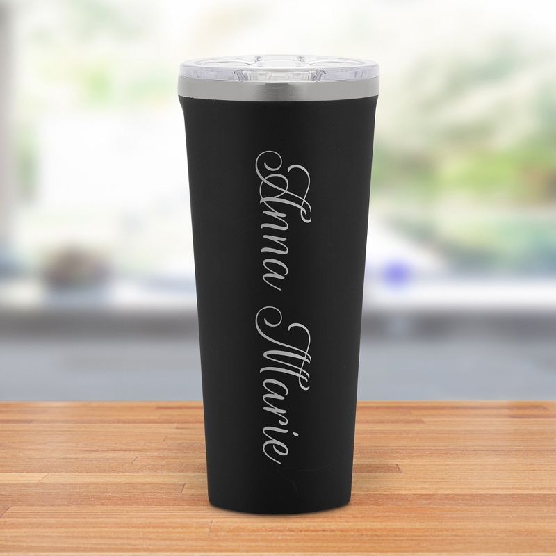 Image of Corkcicle Black 24 OZ Laser Engraved Stainless Steel Tumbler