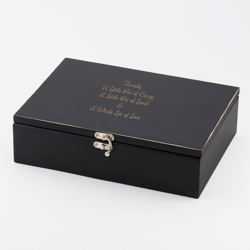 Image of Laser Engraved Basic Black Pinewood Box