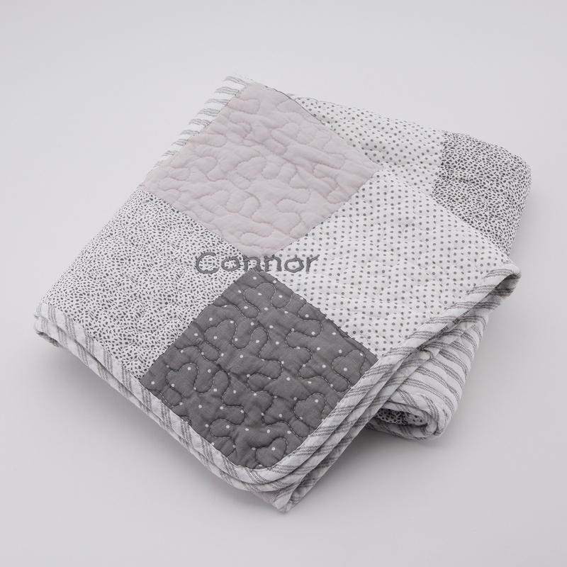 Personalized Gray Stripe Keepsake Quilt