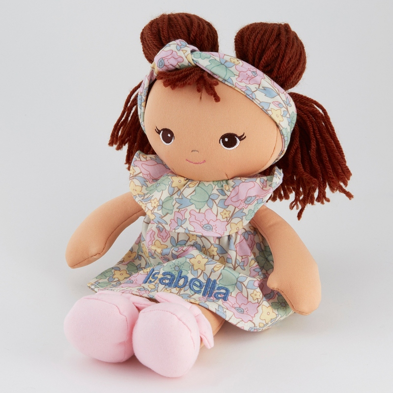 Image of Personalized Plush Toddler Doll in a Green Garden Dress
